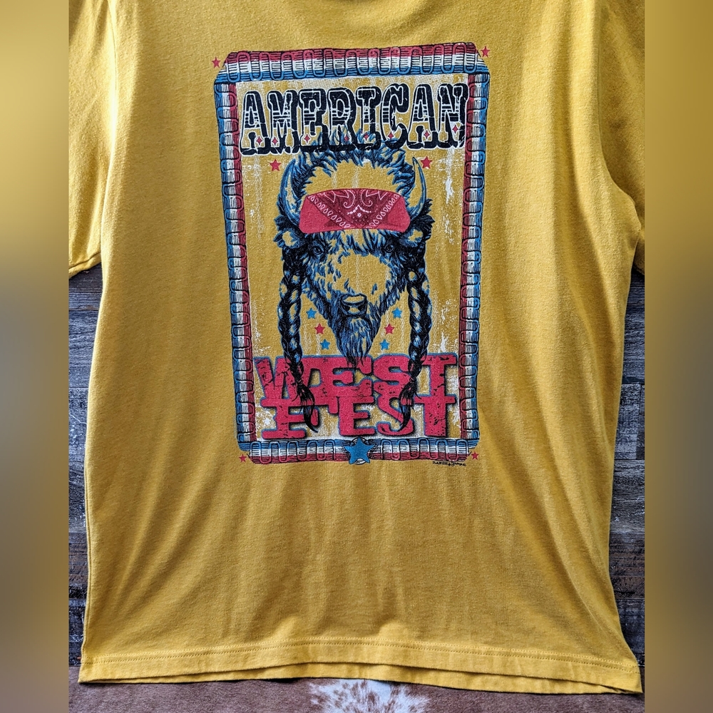 Bella Canvas Mustard Yellow American West Logo Tee - Picture 2 of 14